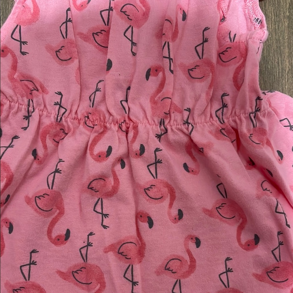 2 Carters NB Baby Dresses Yellow Floral and Pink Flamingo Baby Outfits - Picture 8 of 12